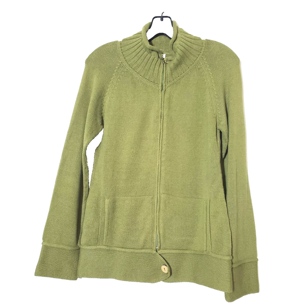 Indigenous Womens Small‎ Sweater ORGANIC COTTON Merino Wool Eco-friendy Cardigan